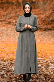 Gris - Nayla Collection - Manteau Hijab 2446GR - Thumbnail