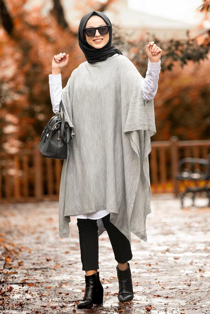 Gris - Nayla Collection - Poncho Hijab 20021GR - 1