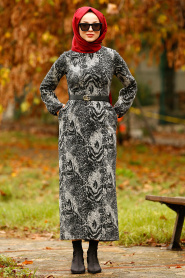 Gris - Nayla Collection - Robe Hijab 100548GR - Thumbnail