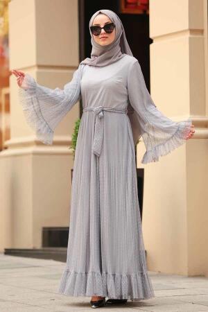 Gris - Nayla Collection - Robe Hijab - 1340GR - 1