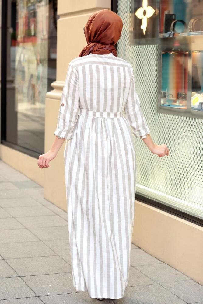 Gris- Nayla Collection - Robe Hijab 162461GR - 2