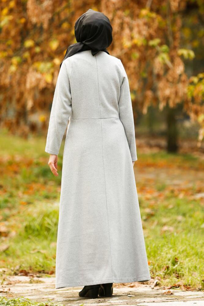 Gris-Nayla Collection -Robe Hijab 2488GR - 2
