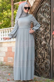 Gris - Nayla Collection - Robe Hijab - 3874GR - Thumbnail