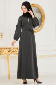 Gris - Nayla Collection - Robe Hijab 3893GR - Thumbnail