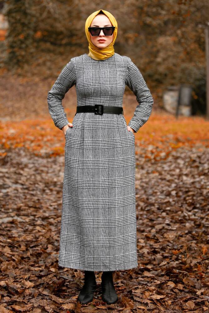Gris - Nayla Collection - Robe Hijab 41230GR - 1
