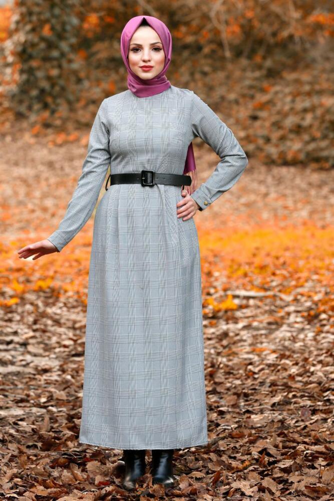 Gris - Nayla Collection - Robe Hijab 41231GR - 1