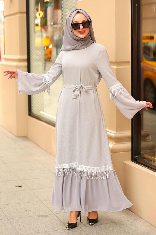 Gris - Nayla Collection - Robe Hijab - 5004GR - 1