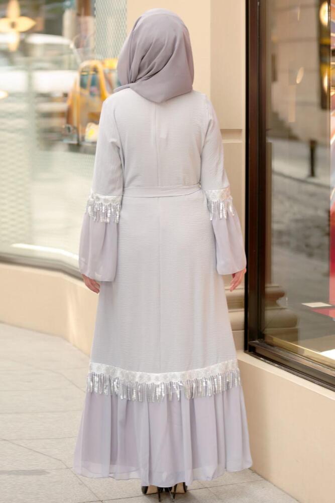 Gris - Nayla Collection - Robe Hijab - 5004GR - 2