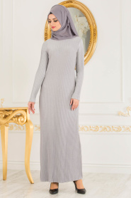 Gris - Nayla Collection - Robe Hijab 5123GR - Thumbnail