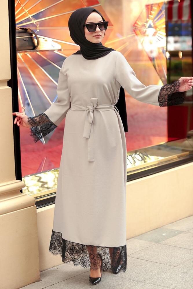 Gris- Nayla Collection - Robe Hijab 6129GR - 1