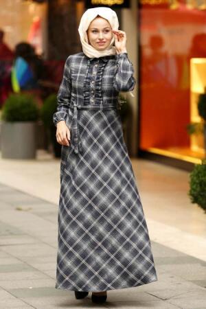 Gris - Nayla Collection - Robe Hijab 8364GR - 1