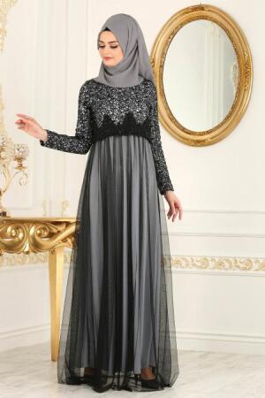 Gris- Nayla Collection - Robes de Soirée 12013GR - 1