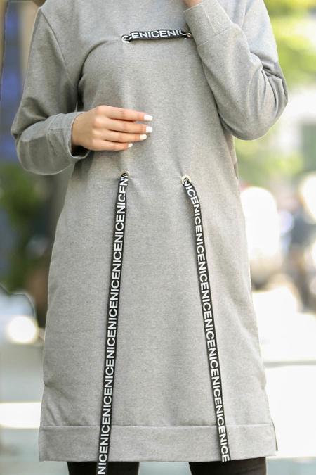Gris- Nayla Collection - Tunique Hijab 76480GR - 3
