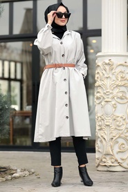 Gris - Neva Style - Manteau Hijab - 5482GR - Thumbnail