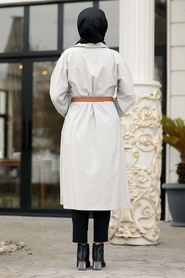 Gris - Neva Style - Manteau Hijab - 5482GR - Thumbnail