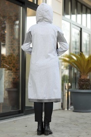 Gris - Neva Style - Manteau Hijab - 6033GR - Thumbnail