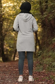 Gris -Neva Style - Sweatshirt & Tunik - 8506GR - Thumbnail