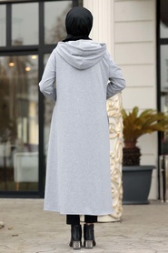 Gris - Neva Style - Tunique Hijab - 22560GR - Thumbnail