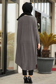 Gris - Neva Style - Tunique Hijab - 4943GR - Thumbnail