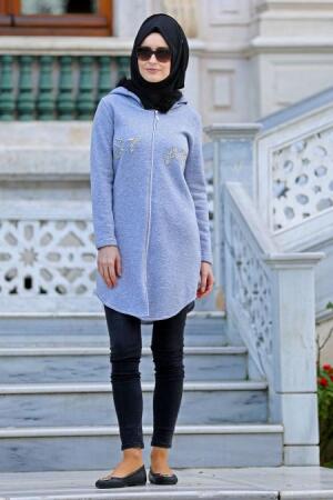 Gris - S-VUP - Manteau Hijab 40034GR - 1