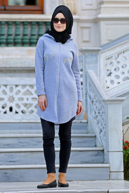 Gris - S-VUP - Manteau Hijab 40034GR