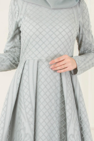 Gris - Tesettürlü Abiye Elbise - Robes de Soirée 3719GR - Thumbnail