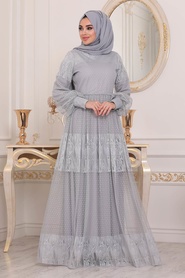 Gris - Tuay - Robe Hijab - 31650GR - Thumbnail