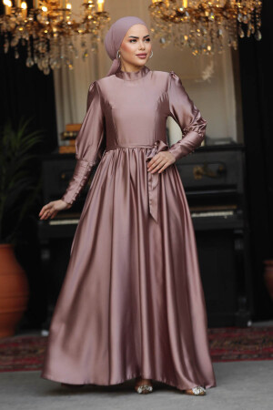 Gül Kurusu Tesettür Abiye Elbise 60801GK - 2