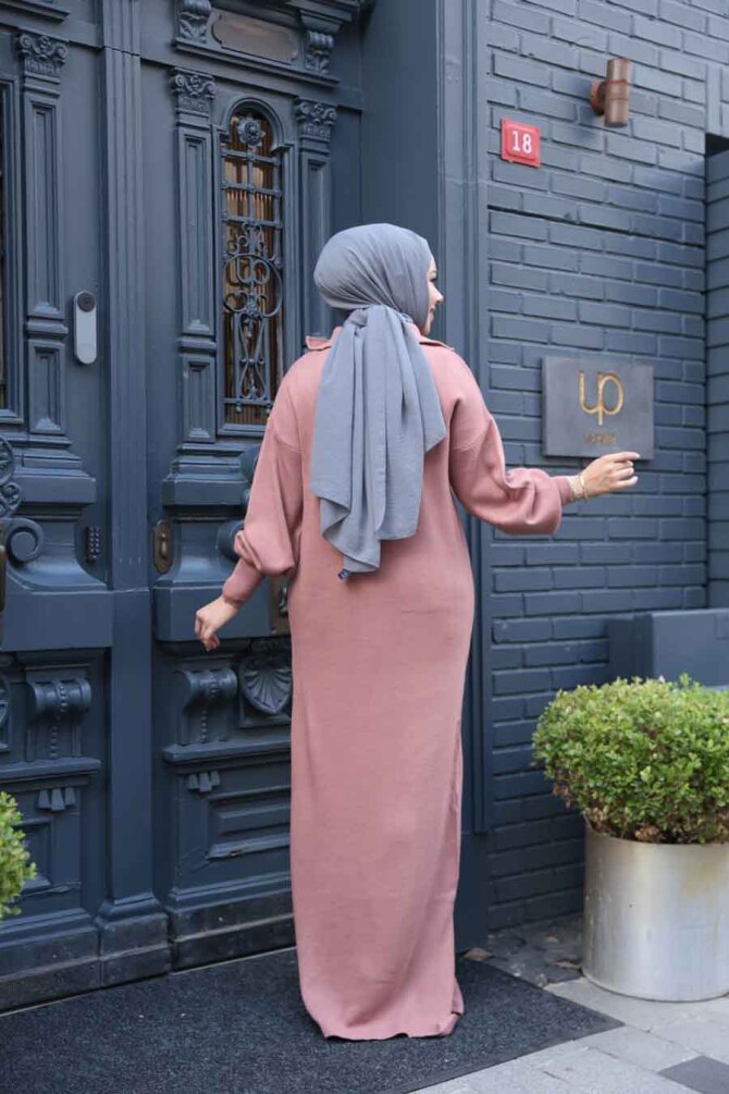 Gül Kurusu Tesettür Triko Elbise 60321GK - 3