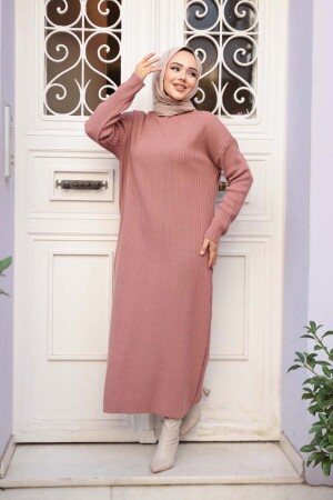 Gül Kurusu Triko Tesettür Elbise 27504GK - 2