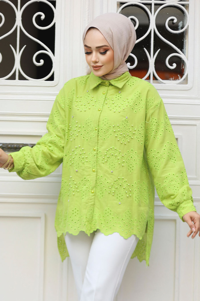Güpürlü Mint Tesettür Tunik 13512MINT - 2