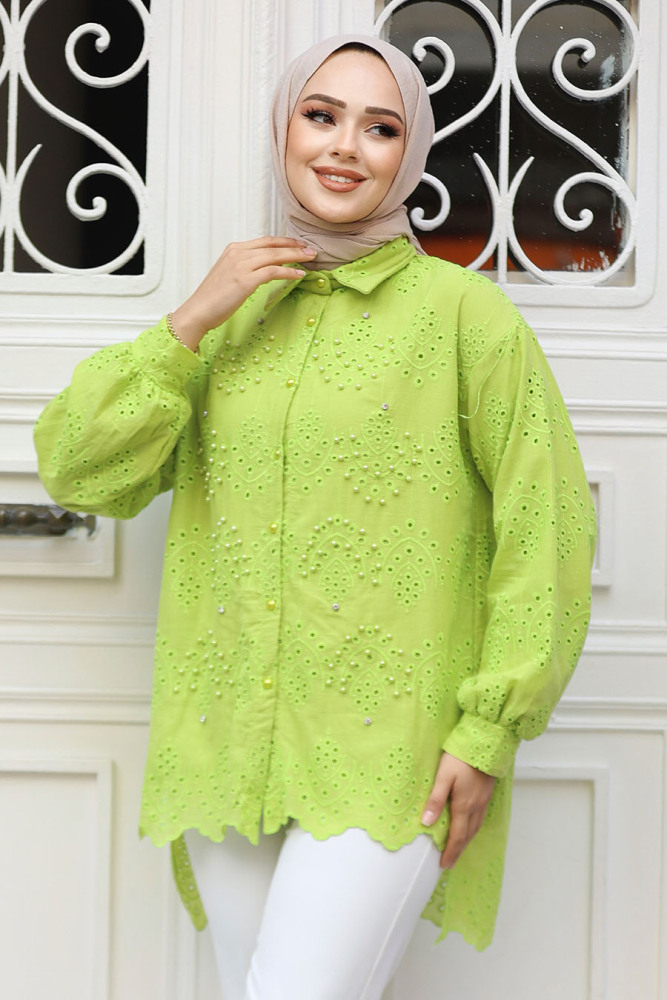 Güpürlü Mint Tesettür Tunik 13512MINT - 1