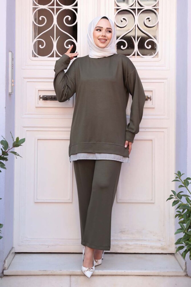 Haki Tesettür İkili Takım 17412HK - 1