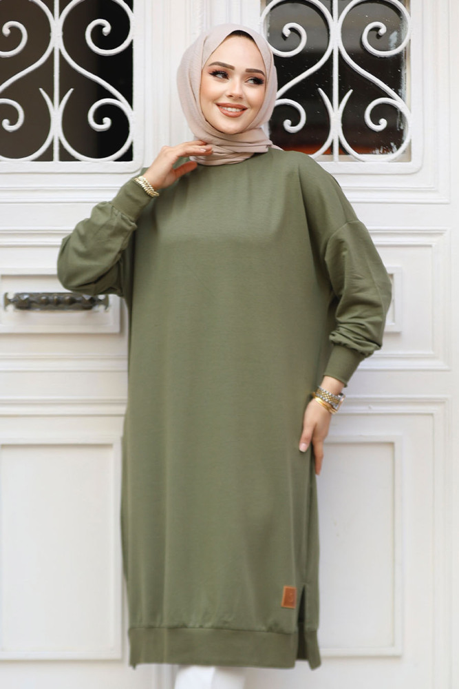 Haki Tesettür Tunik 30645HK - 2