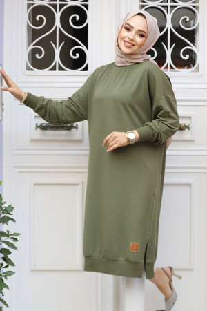 Haki Tesettür Tunik 30645HK - 3