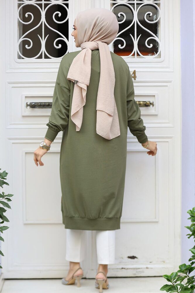 Haki Tesettür Tunik 30645HK - 4