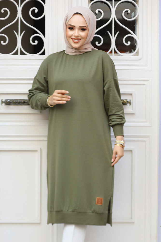Haki Tesettür Tunik 30645HK - NEVA STYLE