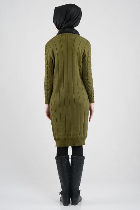 Haki Triko Tesettür Tunik 3061HK - 3