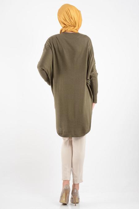 Haki Triko Tesettür Tunik 3132HK - 3