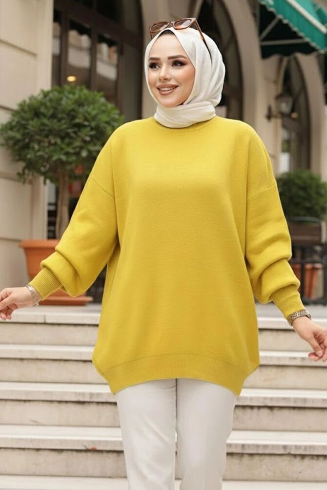 Hardal Tesettür Triko Kazak Tunik 17201HR - 1