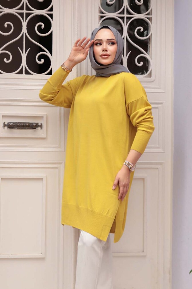 Hardal Tesettür Triko Kazak Tunik 17203HR - 3