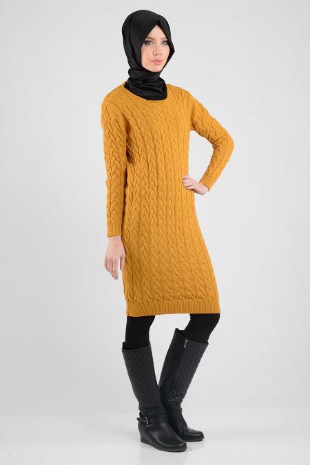 Hardal Triko Tesettür Tunik 3061HR - 2