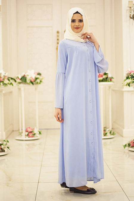 Hewes Line - Baby Blue Hijab Dress 538BM