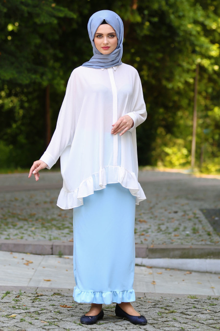 Hewes Line - Baby Blue Hijab Skirt 709BM