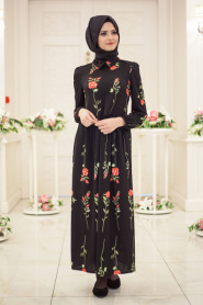 Hewes Line - Black Hijab Dress 568S - Thumbnail