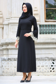 Hewes Line - Black Hijab Dress 569S - Thumbnail