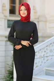 Hewes Line - Black Hijab Dress 589S - Thumbnail