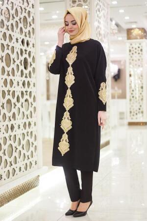 Hewes Line - Black Hijab Tunic 843S - 1