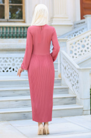 Hewes Line - Dusty Rose Hijab Dress 589GK - Thumbnail