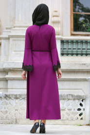 Hewes Line - Fuchsia Hijab Dress 569F - Thumbnail